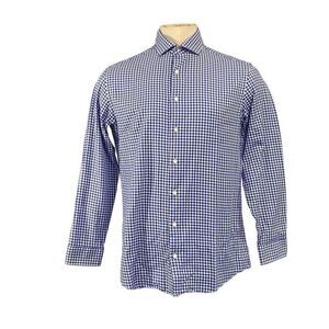 Ben Sherman Tailoring Slim Fit Blue Checkered Button Front Shirt Size 16 32/33